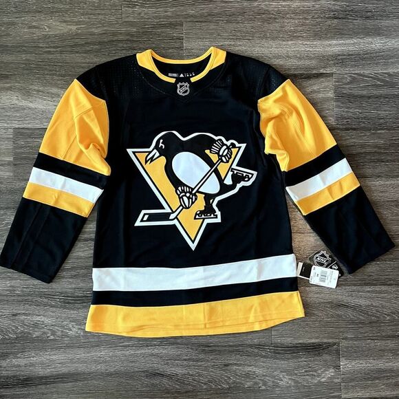 Pittsburgh Penguins Black Yellow Blank Adidas Aeroready Jersey Size 46 New